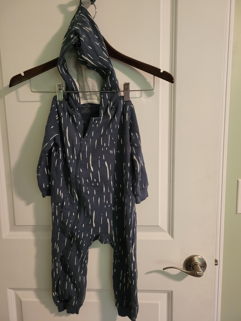 Oliver + Rain Navy/White Baby One-Piece - 24M - Organic Cotton